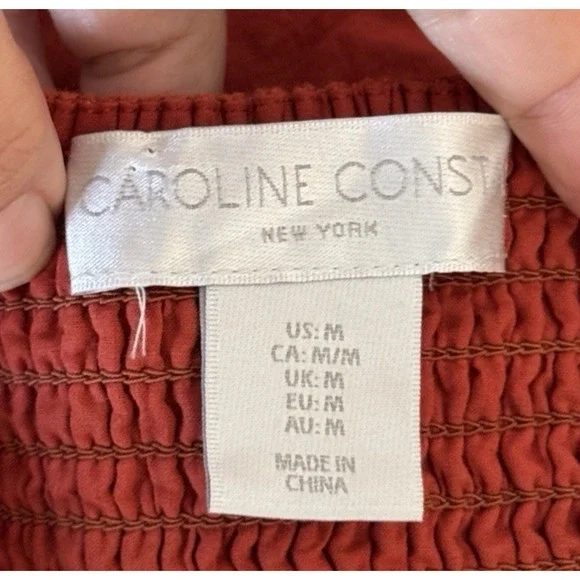 Caroline Constas Linen Blend Orange Blue Crop Top Tiger Print Medium - Picture 7 of 9